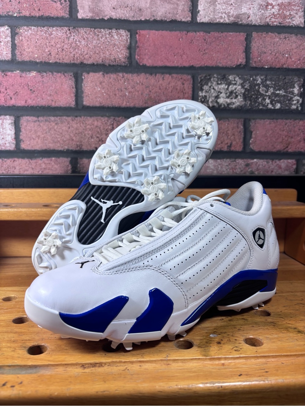 Nike Air Jordan 14 Retro Golf Men's Size 8.5 White Hyper Royal Spiked HJ7710-101